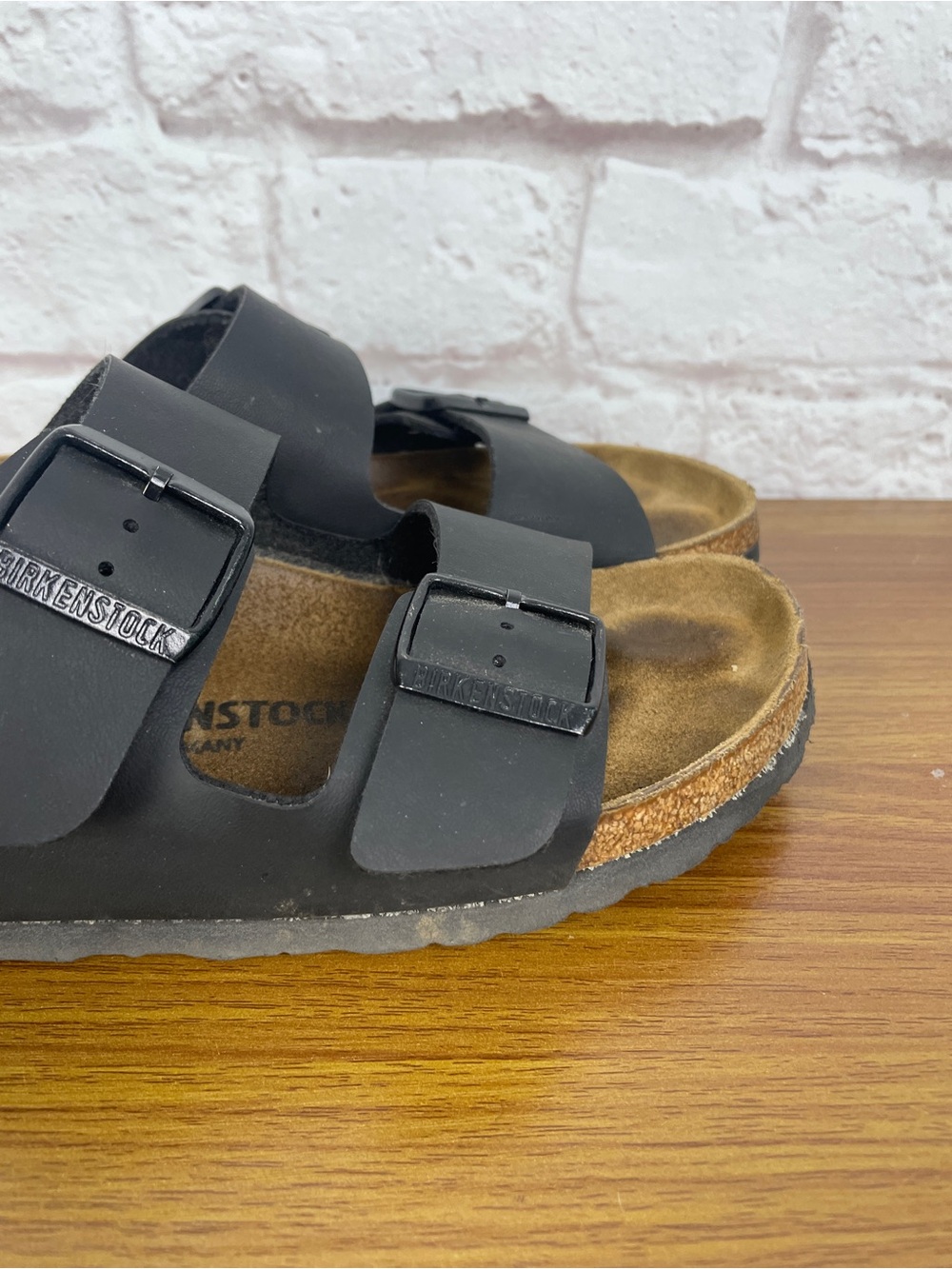 Birkenstock Arizona Black Faux Leather Sandals Size 39 - Picture 4 of 7